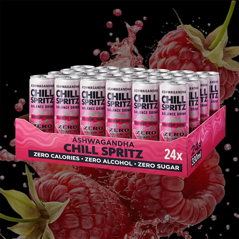 Ashwagandha Chill Spritz – Raspberry Thorne 24er Tray (24 x 330ml)-1