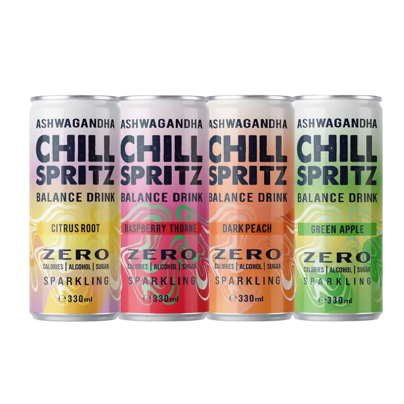 Ashwagandha Chill Spritz – Das ultimative 4er Probier-Bundle (4 x 330ml)