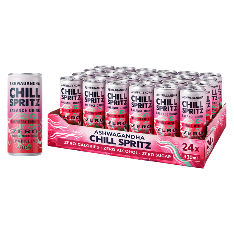 Ashwagandha Chill Spritz – Raspberry Thorne 24er Tray (24 x 330ml)-2